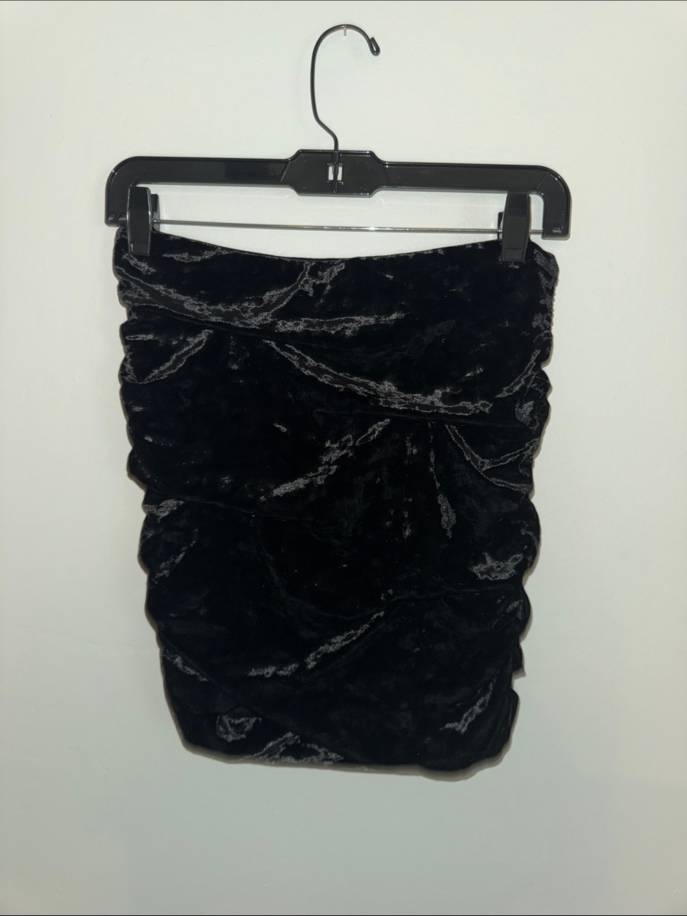 Free People Black Velvet Ruched Mini Skirt